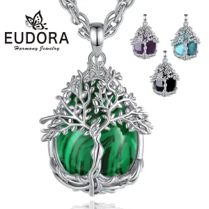 Lebensbaum! Göttin mit Heilstein-Tropfen: Amethyst, Malachit, Obsidian, Türkis | Edelstein Schmuck brand: Eudora