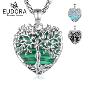 Lebensbaum Herz! Baum-Göttin mit Heilstein: Malachit, Obsidian, Türkis | Edelstein Schmuck brand: Eudora