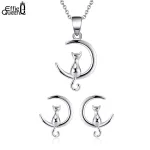 Mond Katzen Schmuck! Silberkatze im Mond, Halskette oder Ohrringe | 925 Silber Schmuckset brand: Effie Queen