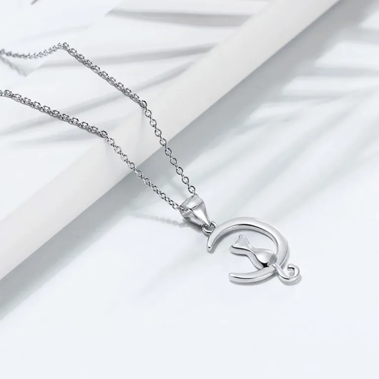 Mond Katzen Schmuck! Silberkatze im Mond, Halskette oder Ohrringe | 925 Silber Schmuckset brand: Effie Queen