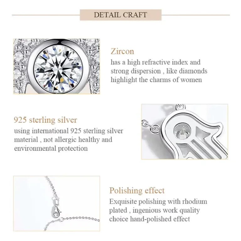 Kleine Hamsa Hand! Funkelndes Fatima-Collier mit Zirkonia, Gold, Rosé oder Silber | 925 Halskette brand: Kaletine