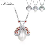 Biene mit Süßwasser-Perle, 3D Zirkonia Halskette in Lila, Schwarz, Blau, Grün, Rot | 925 Silber Anhänger brand: Kaletine