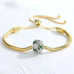 Frühling! Armband-Perle mit Blüten und grünen Blättern, Gänseblümchen | 925 Silber Beads & Charms brand: Kaletine