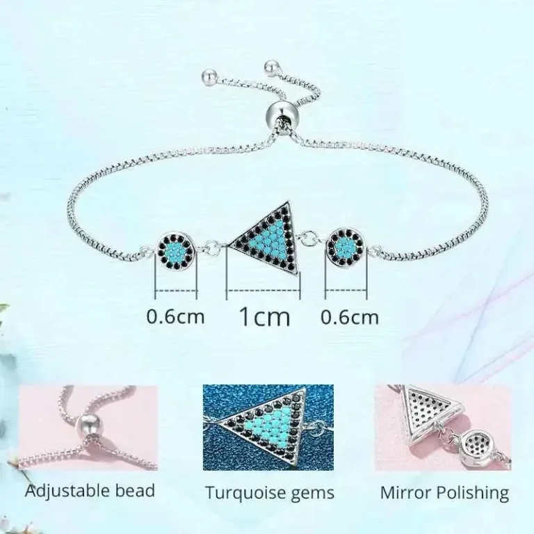 Kreise + Dreieck! Blau-Schwarzes geometrisches Slider-Armband, verstellbar | 925 Silber Armkette brand: Kaletine