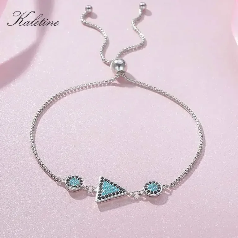 Kreise + Dreieck! Blau-Schwarzes geometrisches Slider-Armband, verstellbar | 925 Silber Armkette brand: Kaletine