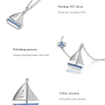 Maritimes Segelboot-Collier! Funkelnde Halskette mit blau-weißen Zirkonia-Kristallen | 925 Silber brand: Kaletine