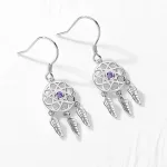 Traumfänger Ohrhänger in Gold, Rotgold oder Silber! Lila Zirkonia-Kristalle | 925 Ohrringe brand: Kaletine