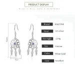 Traumfänger Ohrhänger in Gold, Rotgold oder Silber! Lila Zirkonia-Kristalle | 925 Ohrringe brand: Kaletine