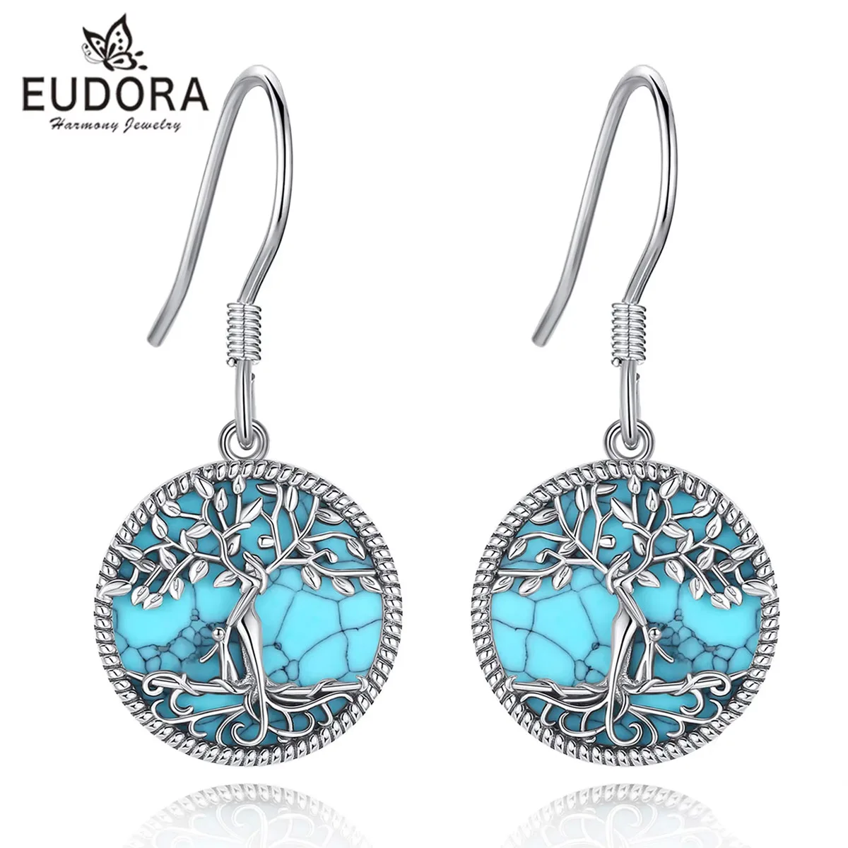 Türkis Mutterliebe! Lebensbaum-Ohrhänger mit Mutter-Göttin auf Edelstein | 925 Silber Ohrringe Türkis Mutterliebe! Lebensbaum-Ohrhänger mit Mutter-Göttin auf Edelstein | 925 Silber Ohrringe brand: Eudora