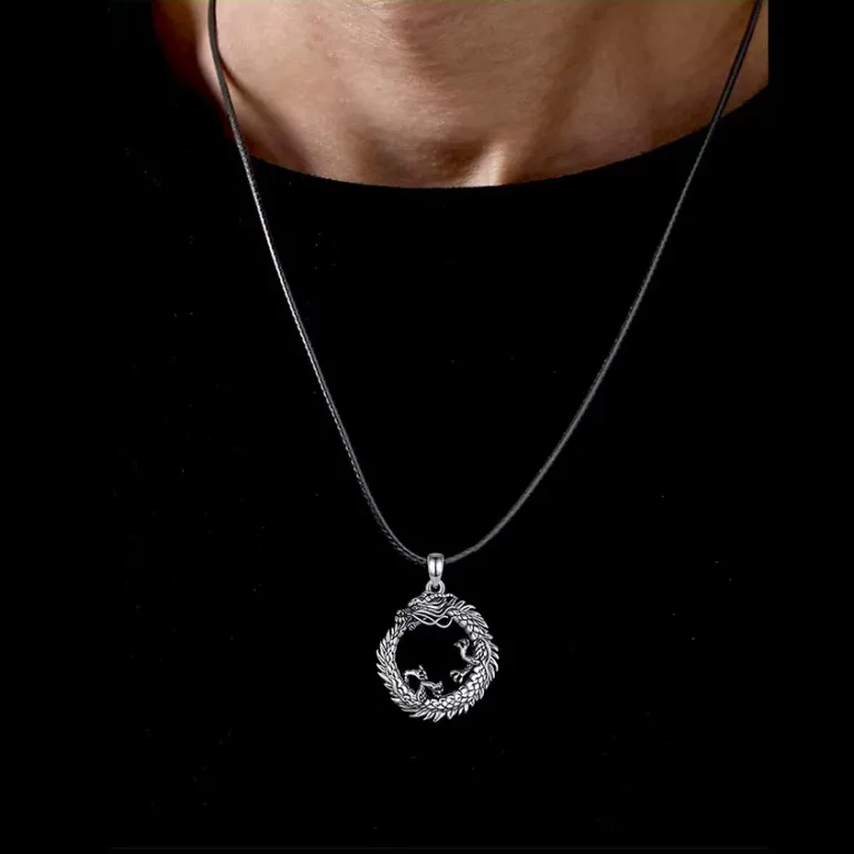 Ouroboros Drache oder Schlange, Lebendige 3D Vintage Alchemie-Halskette | 925 Silber Anhänger brand: Eudora