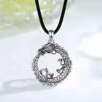 Ouroboros Drache oder Schlange, Lebendige 3D Vintage Alchemie-Halskette | 925 Silber Anhänger brand: Eudora