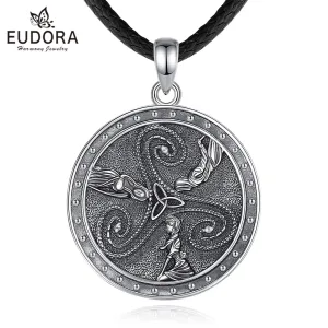 Dreifaltige Göttin in Keltischer Spiral-Triskele, Vintage Wicca Amulett Halskette | 925 Silber Anhänger brand: Eudora