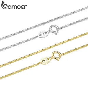 Goldene und silberne 1,2mm Gliederkette aus 925 Sterling Silber, 40-50cm lang. Feine Panzerkette für Damen und Herren, ideal als Halskette für Anhänger. Zeitloser Silberschmuck als Geschenkidee.