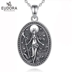 Mondgöttin mit magischem Auge! Beidseitiger Vintage-Anhänger, Wicca Göttin | 925 Silber Halskette brand: Eudora