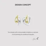 Zweifarbige Tropfen Creolen: Gold und Silber Ohrringe aus 925 Sterling Silber. Elegante Klappcreolen im Yin Yang Design. Teilvergoldete Silbercreolen, ideal als Geschenk für Damen. Zeitloser Schmuck, kombinierbar mit Gold- und Silberschmuck.