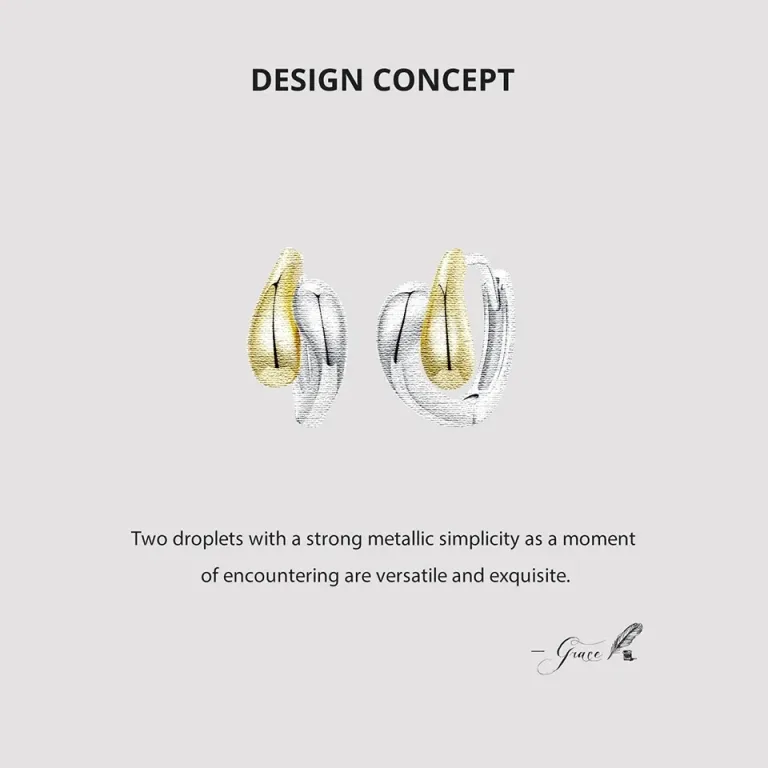 Zweifarbige Tropfen Creolen: Gold und Silber Ohrringe aus 925 Sterling Silber. Elegante Klappcreolen im Yin Yang Design. Teilvergoldete Silbercreolen, ideal als Geschenk für Damen. Zeitloser Schmuck, kombinierbar mit Gold- und Silberschmuck.