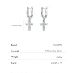 Moissanit Kreuz Ohrhänger, kleine Klappcreolen mit Brillant-Kristall Kreuzen, 925 Silber Ohrringe, funkelnd, filigran, Detailaufnahme