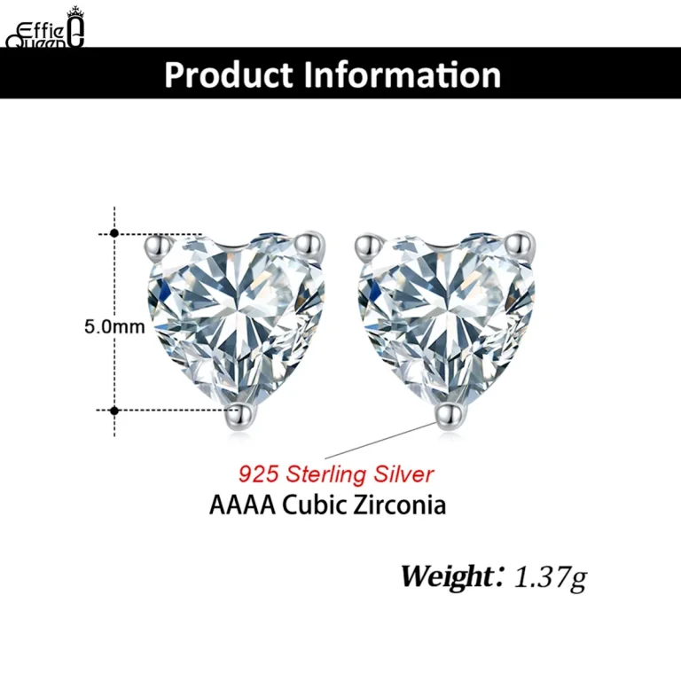 Zirkonia Herz-Ohrstecker, 925 Silber Ohrringe, klare Kristall-Herzen, funkelnd, 5mm, Detailaufnahme, filigran, zeitlos, Schmuck für Damen