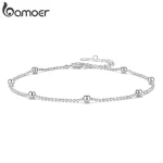 Feine 925 Silber Fußkette mit polierten Silberkugeln. Elegantes Kugelkette Design, auch als Armband tragbar. Zarter Silberschmuck für Damen.