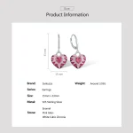 Pink-Rosa Herzen Ohrringe: Funkelnde Emaille Herz-Ohrhänger mit Zirkonia, 925 Silber. Romantische Ohrringe mit Glasstein im Herz-Design.