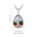 Lebensbaum Liebespaar Halskette: Chakra-Heilstein Anhänger aus Edelstein. Silberschmuck mit detailreichem Baum des Lebens und Paar Motiv.