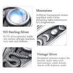 Vintage Mondstein-Schlange Ring: 925 Silber Löffelring, verstellbarer Wrap-Ring mit Mondphasen und filigraner Schlangen-Detail, Hexenschmuck.