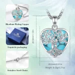 Türkis Herz Lebensbaum Halskette: Romantischer Paar Schmuck aus Edelstein. Liebevoll verarbeitet mit filigranem Design und Edelstahlkette.